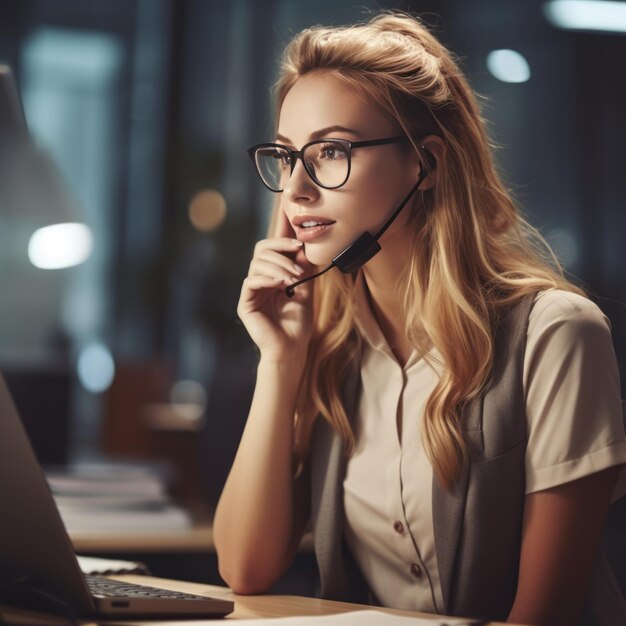 オフィスで電話をする女性