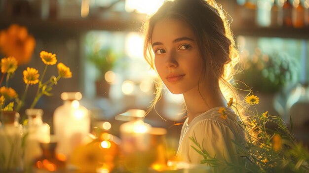 写真 自然化品を作る女性