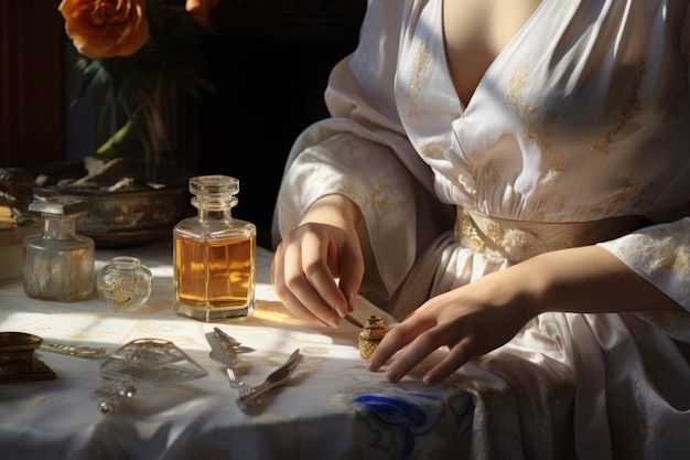 Woman making perfume