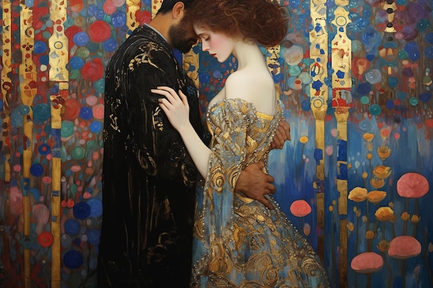 Klimt의 추상 미술 이슬람 장식 페인트 아트 스타일의 여성과 남성