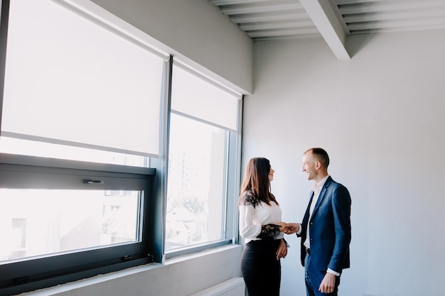 Woman and man meeting for a business deal