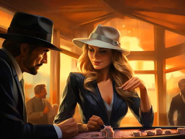 Woman and Man Playing Poker a Spy based image A Gamble of Art