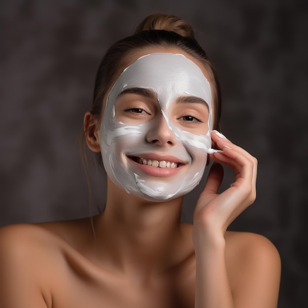 Woman in mask on face in spa beauty salon