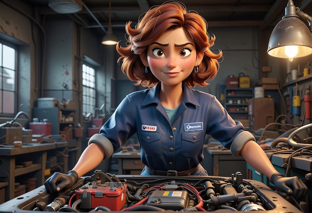 Photo a woman mechanic working on a car