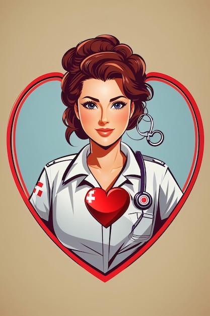 Woman Medic Cartoon Vector Art Illustration Logo