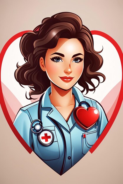 Woman Medic Cartoon Vector Art Illustration Logo