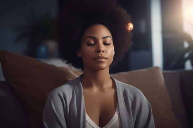 Woman meditating Activity kind slim Generate Ai