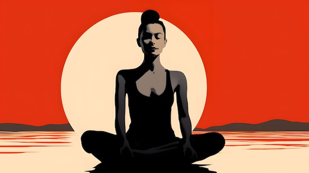 Woman meditating yoga practice fitness well being health