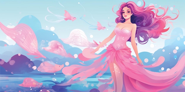 woman mermaid illustration