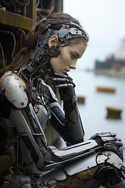 Photo a woman in a metal suit