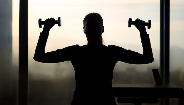Woman of middle age working out in gym