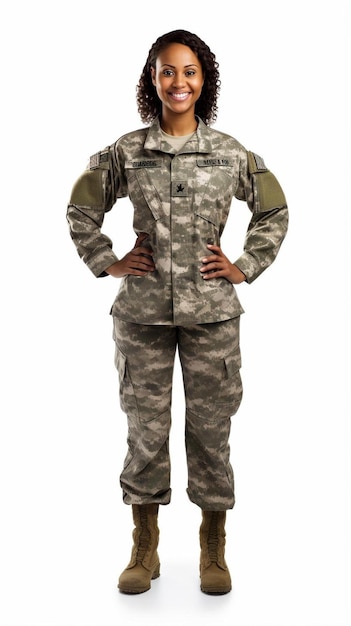 Photo a woman in a military uniform posing for a picture