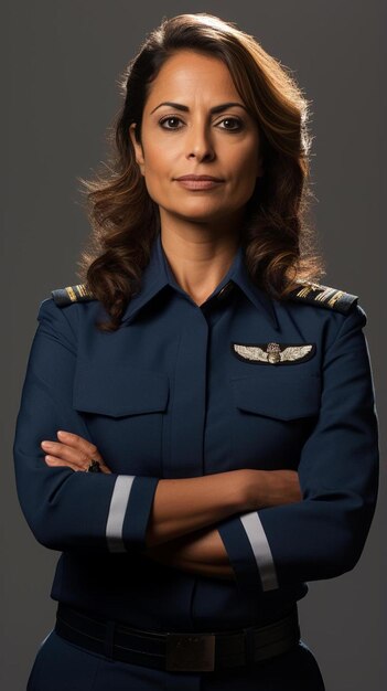 Photo a woman in a military uniform with her arms crossed