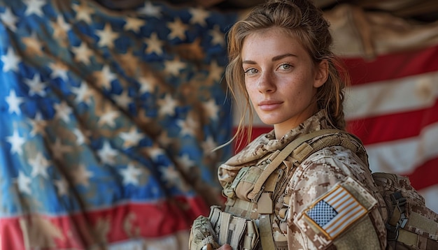 Photo a woman in a military uniform with stars on the sleeve