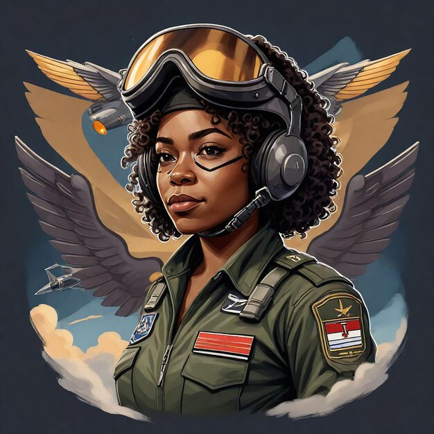 a woman in a military uniform with wings and wings