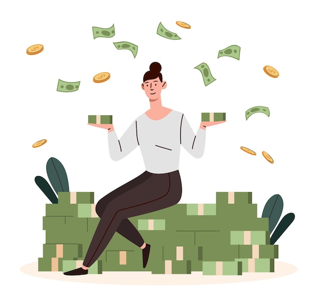 woman under money rain