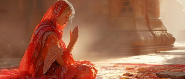 woman in the morning praying