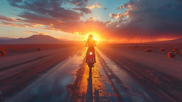 Photo woman on a motorcycle in the desert