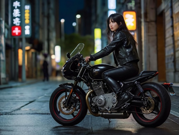 a woman on a motorcycle with a sign that says  she is riding