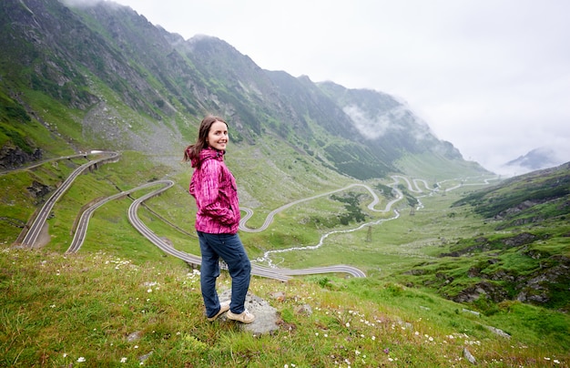 Woman in nature landscape