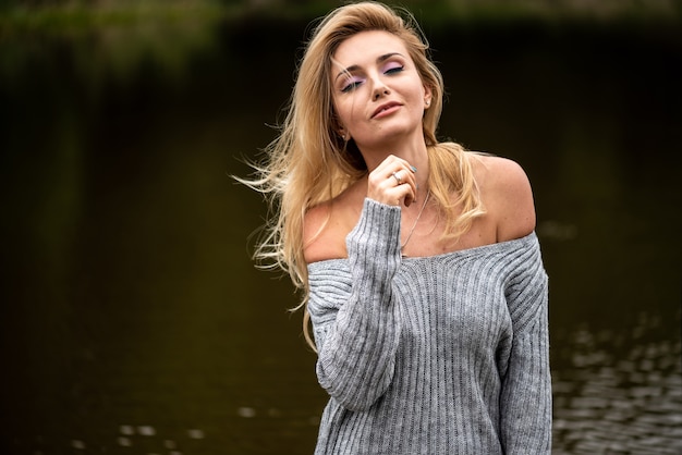 Woman near the lake