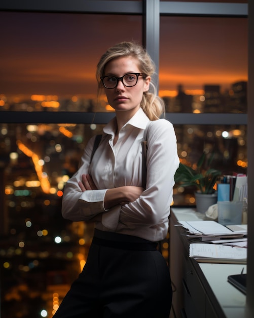 a woman in an office setting using a computer