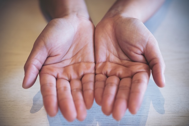 woman opening hands