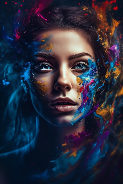 Woman painted face art