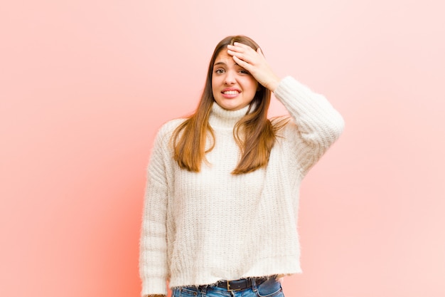 woman panicking over a forgotten deadline, feeling stressed, having to cover up a mess or mistake