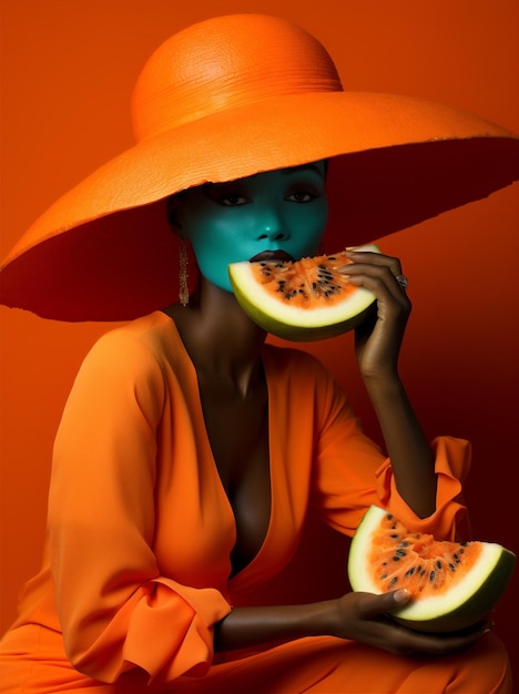 Woman papaya orange fashion