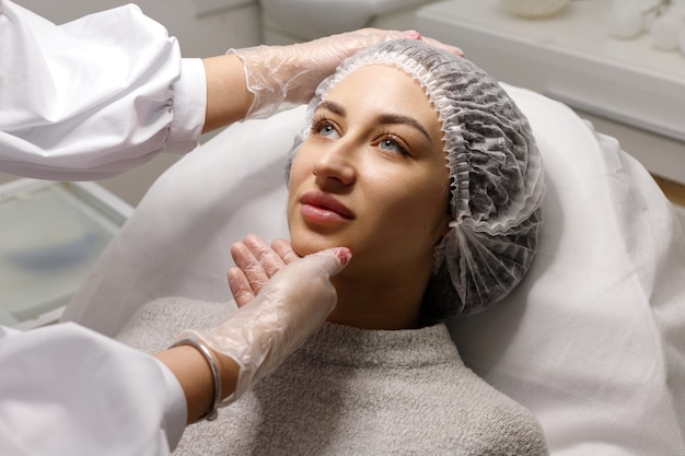 Woman patient at a beauticians appointment