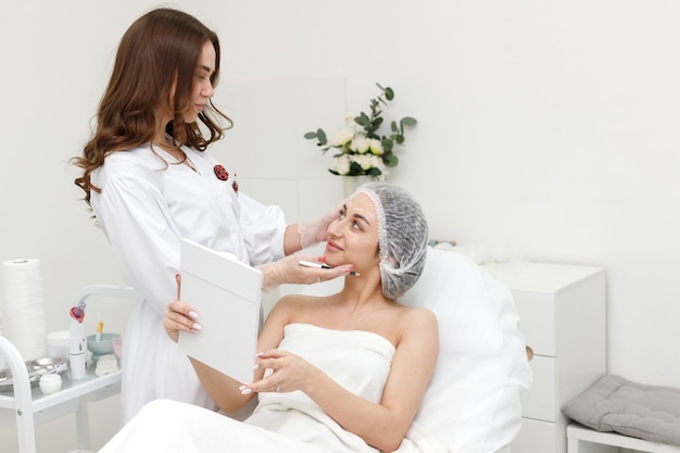 Woman patient at a beauticians appointment