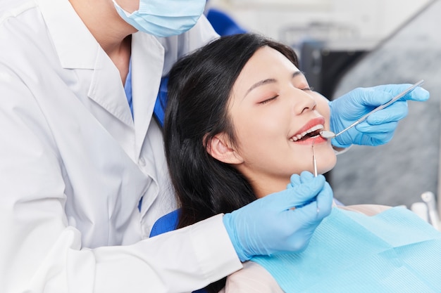 Woman patient at dentist