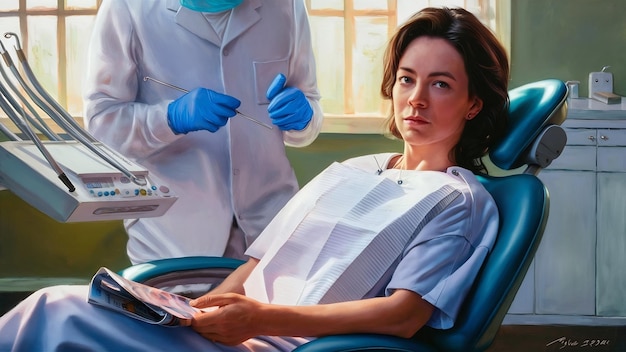 Woman patient at dentist