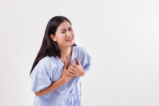 Woman patient suffering from heart attack