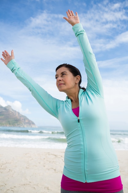 Woman performing stretching exercise