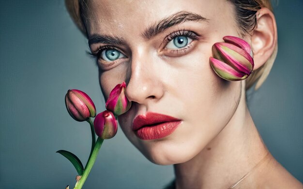 Woman in photo with flowers