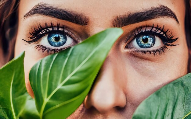 Photo woman in photo with flowers