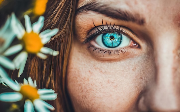 花を持った写真の女性