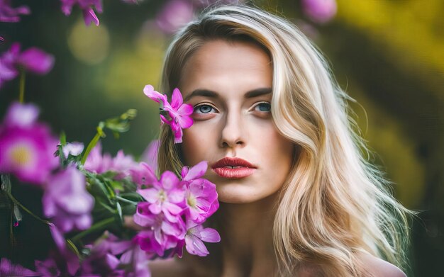 Foto donna in foto con i fiori