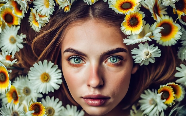 Woman in photo with flowers