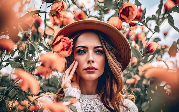 Woman in photo with flowers