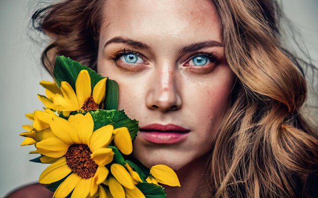 Woman in photo with flowers