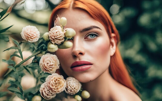 Woman in photo with flowers