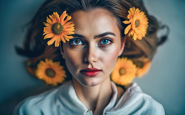 Woman in photo with flowers