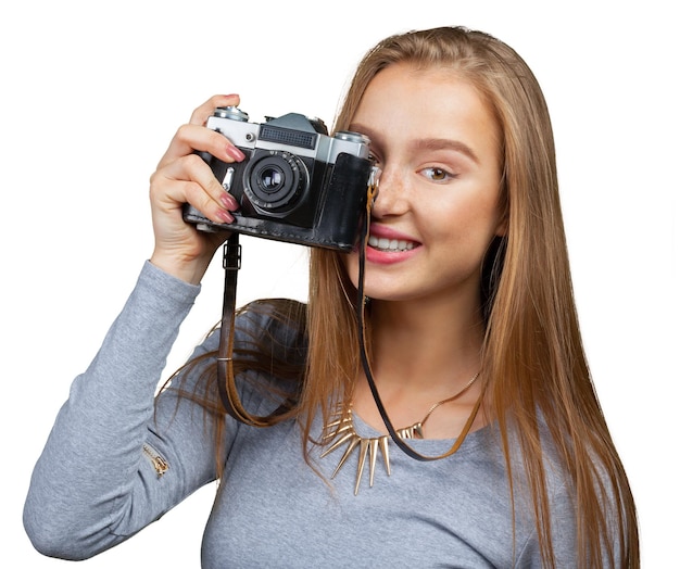 Woman photographer with camera