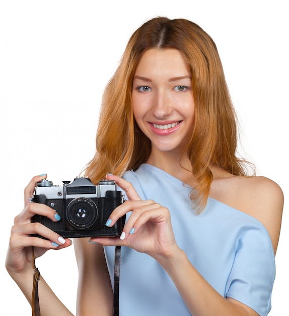 Woman photographer with camera