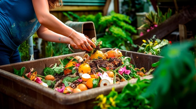 woman picking fresh vegetables from garden