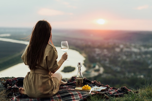 woman at picnic.