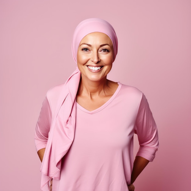 Woman in Pink Shirt and Scarf